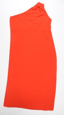 Marks and Spencer Damen Rot One Shoulder Langes Etuikleid Größe 18