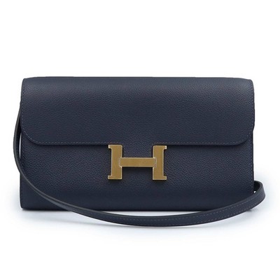 Hermes Constance Long Two Go Indigo Blue U Stamp Shoulder Bag with Box #BCB2010