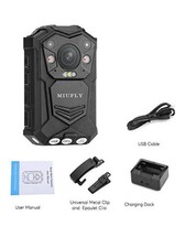 Waterproof Police Body Camera with 2 Inch Display, Night Vision MIUFLY 1296P HD