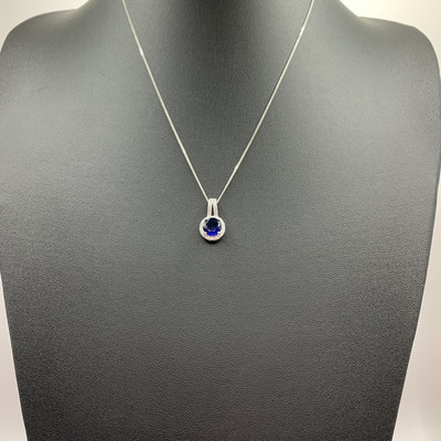 Luxus Sterling Silber 925 Saphir Farbe Edelstein Rund Heiligenschein Anhänger