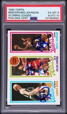1980 TOPPS SCORING LEADER JULIUS ERVING/LARRY BIRD/MAGIC JOHNSON PSA 6 AUTO 10