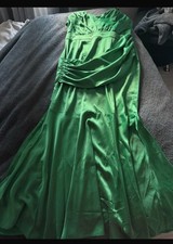 Green Satin Bustier Fishtail Dress