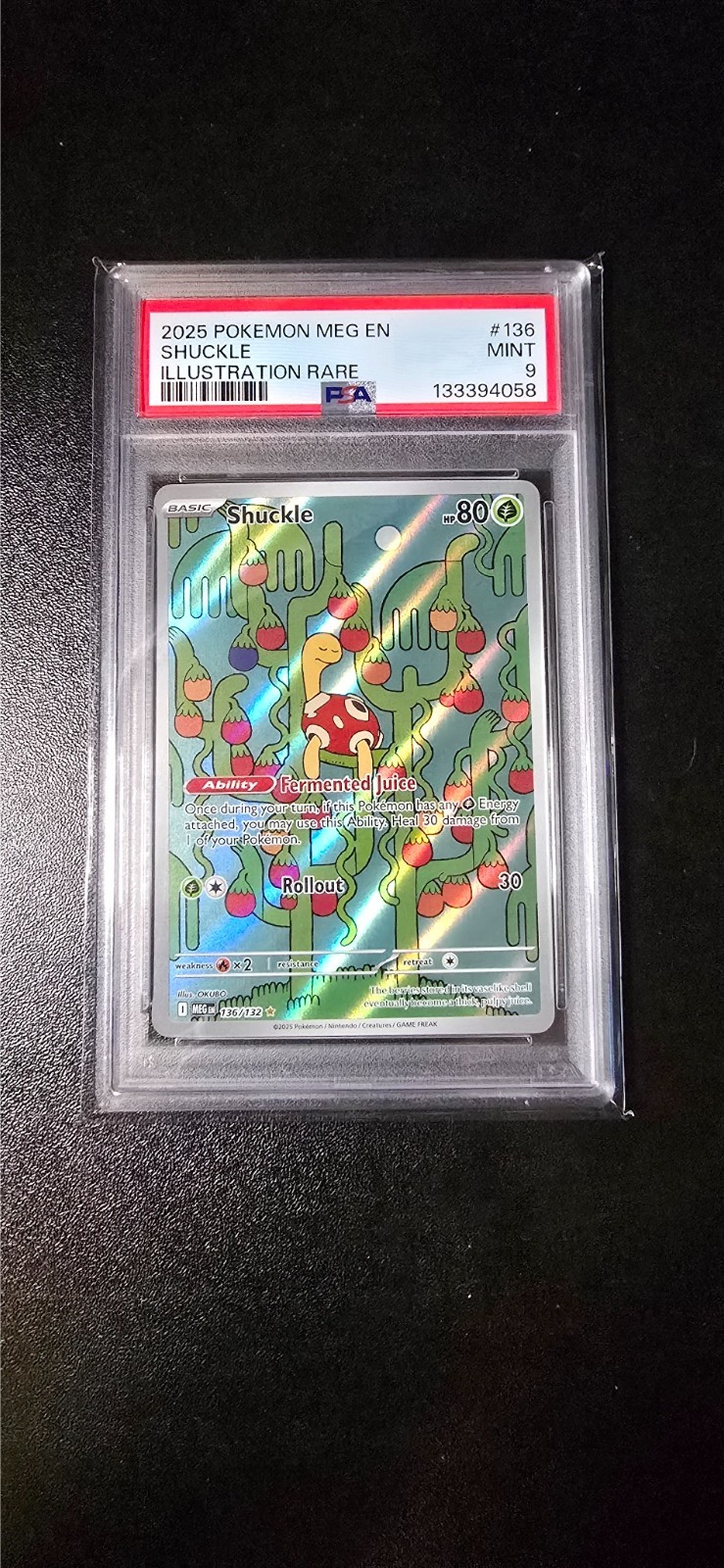 2025 POKEMON MEG EN-MEGA EVOLUTION ILLUSTRATION RARE #136 SHUCKLE PSA 9