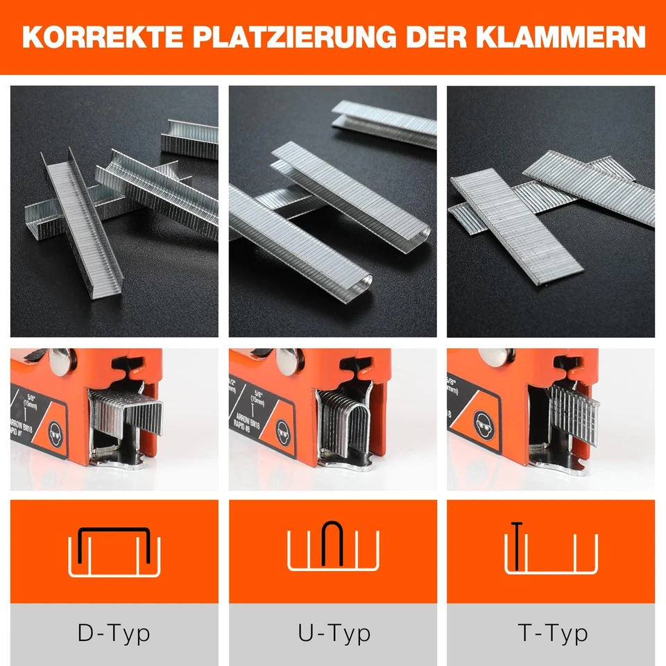 3-in-1 Handtacker Set mit 3000 Klammern -TÜV GS geprüft- Profi Tacker für Hol... - Bild 4 von 4