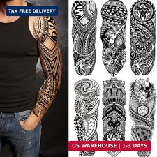 Fake Sleeve Tattoos Stickers 6-Sheet Full Arm Temporary Tattoos Sleeves for Adul