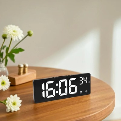Digital Alarm Clock Travel Clock with Temperature Table Clock Large Display 