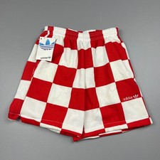 Adidas Shorts Mens S Red White Checkered Vintage USA Made Trefoil 80s Deadstock