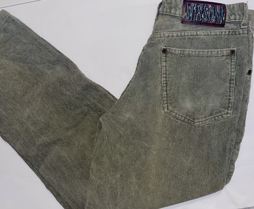 Missoni Sport, VTG Missoni Sport Green Corduroy Trouser Pants Mens•29x27 (IT44) 80s Italy Made
