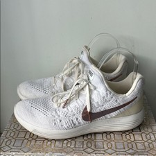 Nike Lunar Epic Flyknit Low 2 Sneakers White/Rose Gold Women's size 9.5