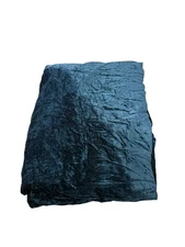 West Elm Lush Velvet Crinkle Duvet Cover Queen Teal Blue Button 88x92 READ
