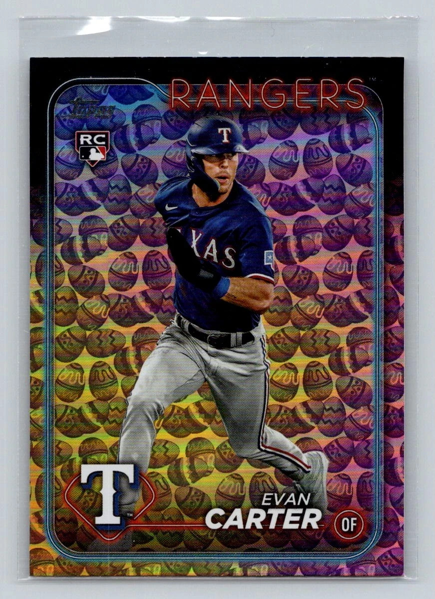 2024 Topps Series 1 Evan Carter RC #280 Holiday Easter Egg Foil SP RANGERS