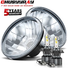 Pair 7 Inch Round LED Headlights Hi/Lo Sealed Beam For Chevy Bel Air 1955-1957 A