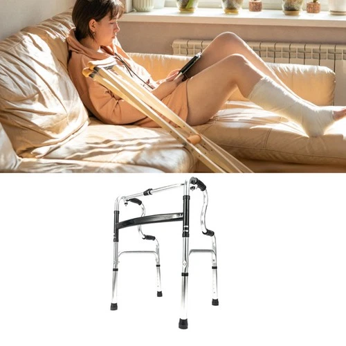 Folding Walker Aluminum Alloy Portable Stand Assist Adjustable Recovery Fold 3CS