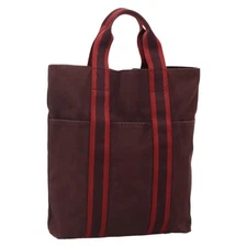 HERMES Fourre Tout Cabass Hand Bag Canvas Red Auth ti3345