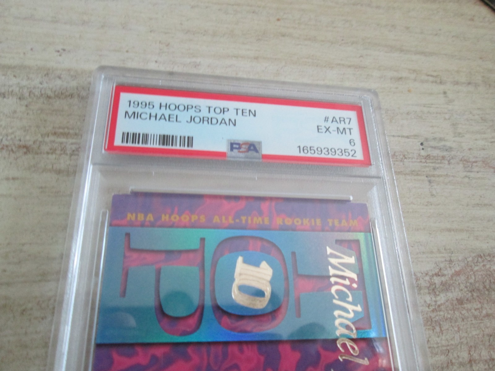 1995 HOOPS TOP 10 #AR7 BASKETBALL ICON MICHAEL JORDAN PSA 6 EX-MT view 2