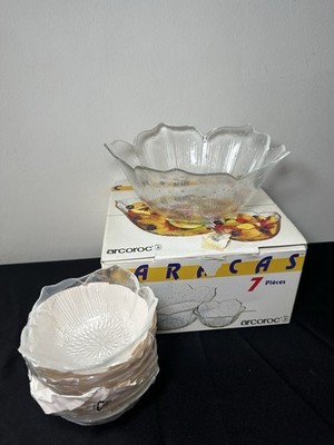 Servierschale x1, Dessert Obstschale x6 Verrerie Kristallglas 1992 Vintage