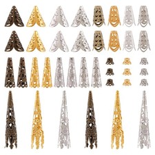 Elecrelive 450Pcs Long Flower Bead Caps Hollow Cones Filigree Bead End Cap 5 ...