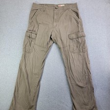 Wrangler Pants Mens 34x32 Beige Cargo Relaxed Fit Stretch Workwear Pockets