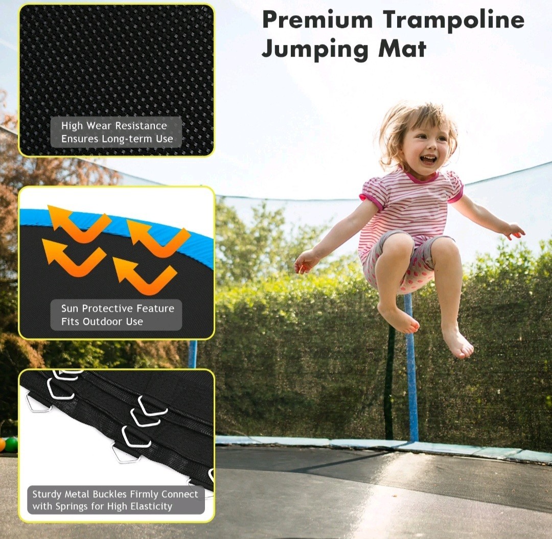Upper Bounce Trampoline Mat Replacement 72 V-rings 5.5"Springs Weather Resistant