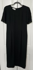 Talbots Petites Women's Black Beaded Short Sleeve Sheath Midi Dress 10