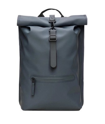 RAINS Rolltop Rucksack Bag Luggage Backpack Lagoon Blue $150 NEW NWT
