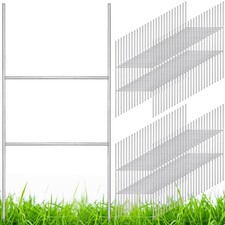 60 Pcs Yard Sign Stakes 20'' x 10'' Metal H Heavy Duty Frame Wire Stakes Galv...