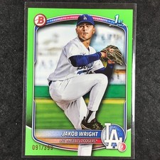 2025 Bowman Baseball JAKOB WRIGHT Base Prospect 1st Bowman Neon Green 91/399