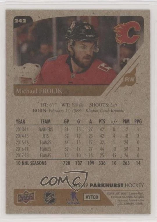 2018-19 Upper Deck Parkhurst Bronze Michael Frolik #242 - Image 2 of 2