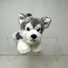 Aurora Mush Husky Plush Stuffed Animal Gray Dog Wolf Blue Eyes Flopsie