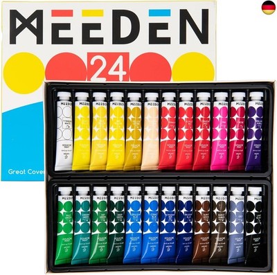 MEEDEN Gouache Paint Tube Farben Set - 24 x 12ml Premium Aquarellfarben Farben,