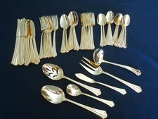 53 Pc Rogers Stainless/Gold  Electroplate Flatware ~ Korea