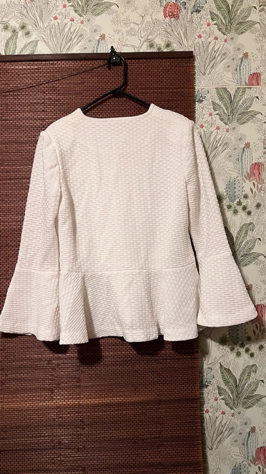 Liorah Exclusive White Knit Skirt Suit w/Studs and Rhinestones, Size 14 - Image 3 of 4