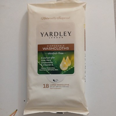  Yardley London Disposable Washcloths, 12PKS/18ct, 216 TOTAL ALOE, Vit E