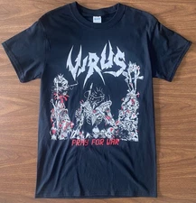 VIRUS - PRAY FOR WAR T-SHIRT small 80s hardcore thrash speed metal concrete sox