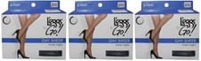 3 -Leggs To Go Day Sheer Knee Highs Pantyhose Sheer Toe 20 Denier 3 Pr Jet Black