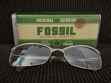 Fossil Cat.No1 Silver Metal Rectangular Eyeglass Frames 56mm Full Rim 17mm 132mm