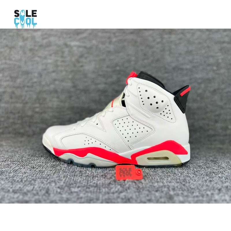 Air Jordan 6 Retro Infrared White Red Leather Athletic Men's Shoes