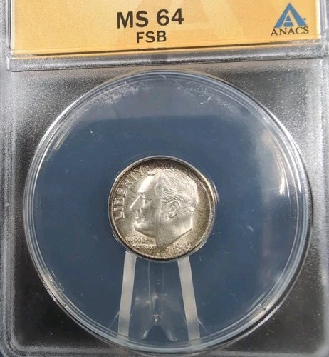 1949 D 10C Roosevelt Dime ANACS MS 64 FSB #6086A