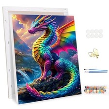 Framed Paint by Numbers Kits for Adults Colourful Dragons, DIY Kits LBA009