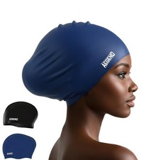 Aegend 2 Pack Swim Caps for Long Hair, Durable Silicone Swimming Caps for Wom...