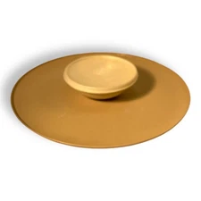 Vintage Tupperware Veggie Chip and Dip Taupe Platter Tray Bowl with lid 492-3