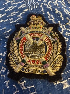 Vintage Kings Own Scottish Borderes Regiment Embroderied Bullion Blazer Badge
