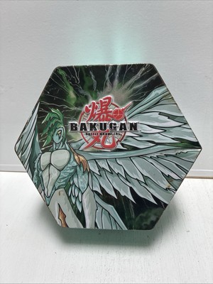 BAKUGAN Battle Brawlers, Tin Case w Insert Hexagon Metal Holder w/40 Cards