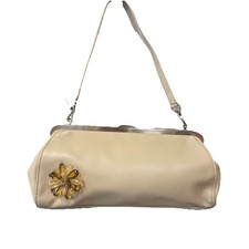 Y2K Genuine Natural Leather Bag Purse W/Acrylic Bakelite Accent Nine West New