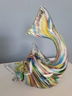 Beautiful Vintage Murano Style Hand Blown Colorful Art Glass Fish/Shark Figurine