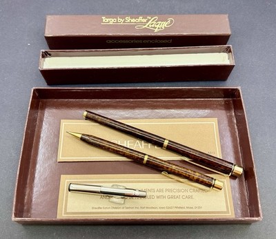 Sheaffer Slimline Targa Model 1030s Laque Thuya Set, 14k Fine - Used, Serviced