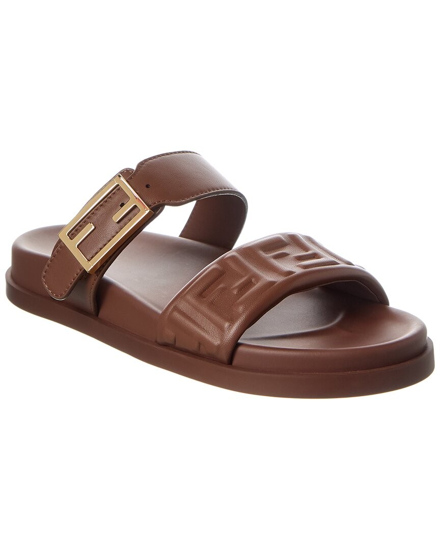 Fendi Feel Ff Leather Sandal Womens Brown 36 136690₽