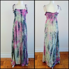 Large RAPSODIA Dyed Smocked-bodice Bohemian Hippie Vintage-inspired Maxi Dress