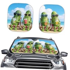 Car Windshield Sun Shade Front Windshield Shade for Sun 2-Piece Cute Pickle