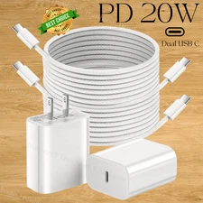 2Pack For iPhone 17 16 15 Pro Max USB C To USB C Fast Charger PD 20W Cube Cable